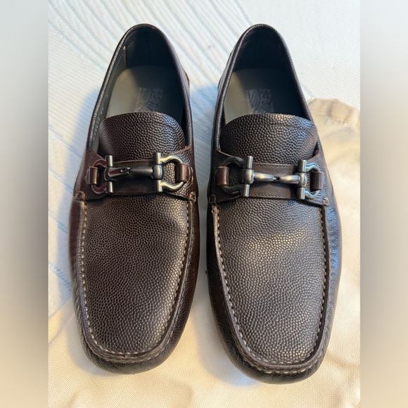 Salvatore Ferragamo Dark Brown Leather Loafers